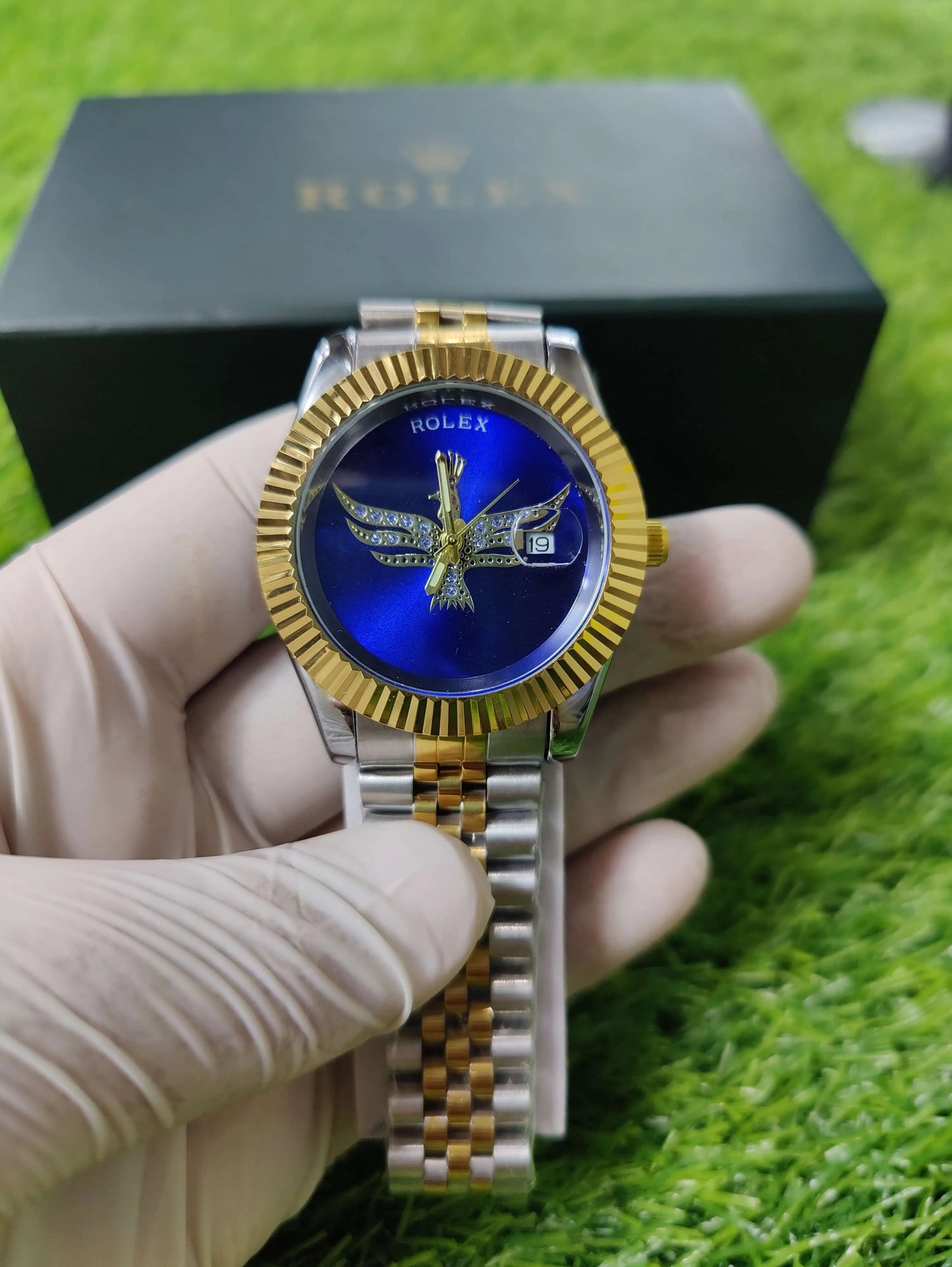 Two-tone Rolex Datejust 36mm men’s watch with dark blue diamond dial