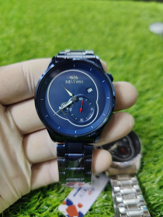 Bestwin men’s blue dial and chain watch automatic stainless steel
